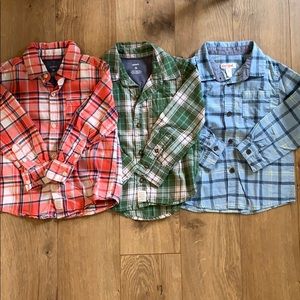 3 plaid button shirt | 2 are 3T and 1 is 4T